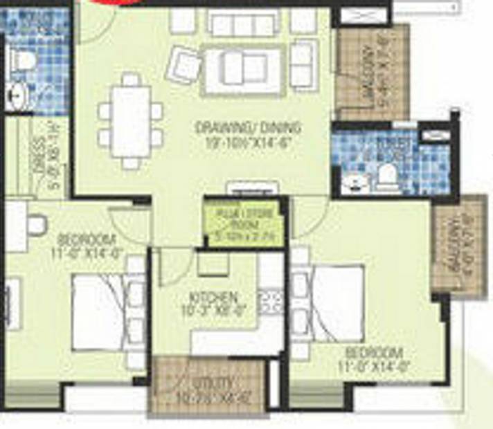 Ashadeep Group Gulmohar Walkup Apartment (2BHK+2T (1,123 sq ft) 1123 sq ft)