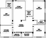 Navaneetha Square Floor Plan (3BHK+3T (1,275 sq ft) 1275 sq ft)