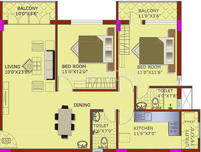 Land Trades Vasundhara (2BHK+2T (1,075 sq ft) 1075 sq ft)