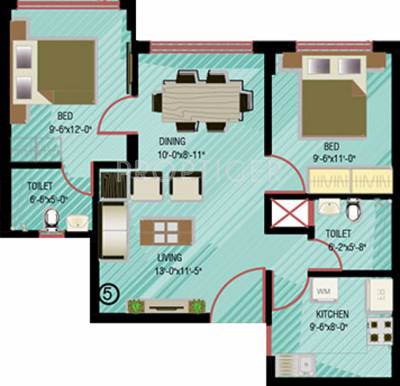 Land Aashna (2BHK+2T (865 sq ft) 865 sq ft)