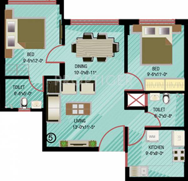 Land Aashna (2BHK+2T (865 sq ft) 865 sq ft)