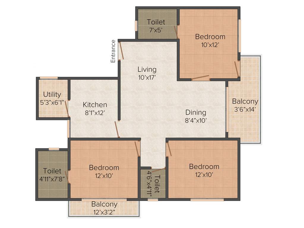 Land Aashna (3BHK+3T (1,300 sq ft) 1300 sq ft)