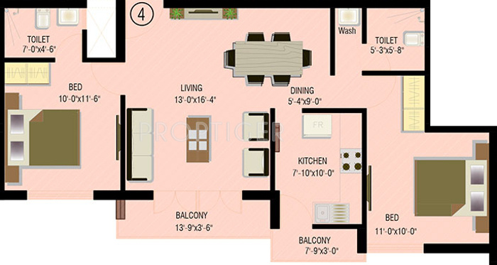 Land Sanskriti (2BHK+2T (995 sq ft) 995 sq ft)