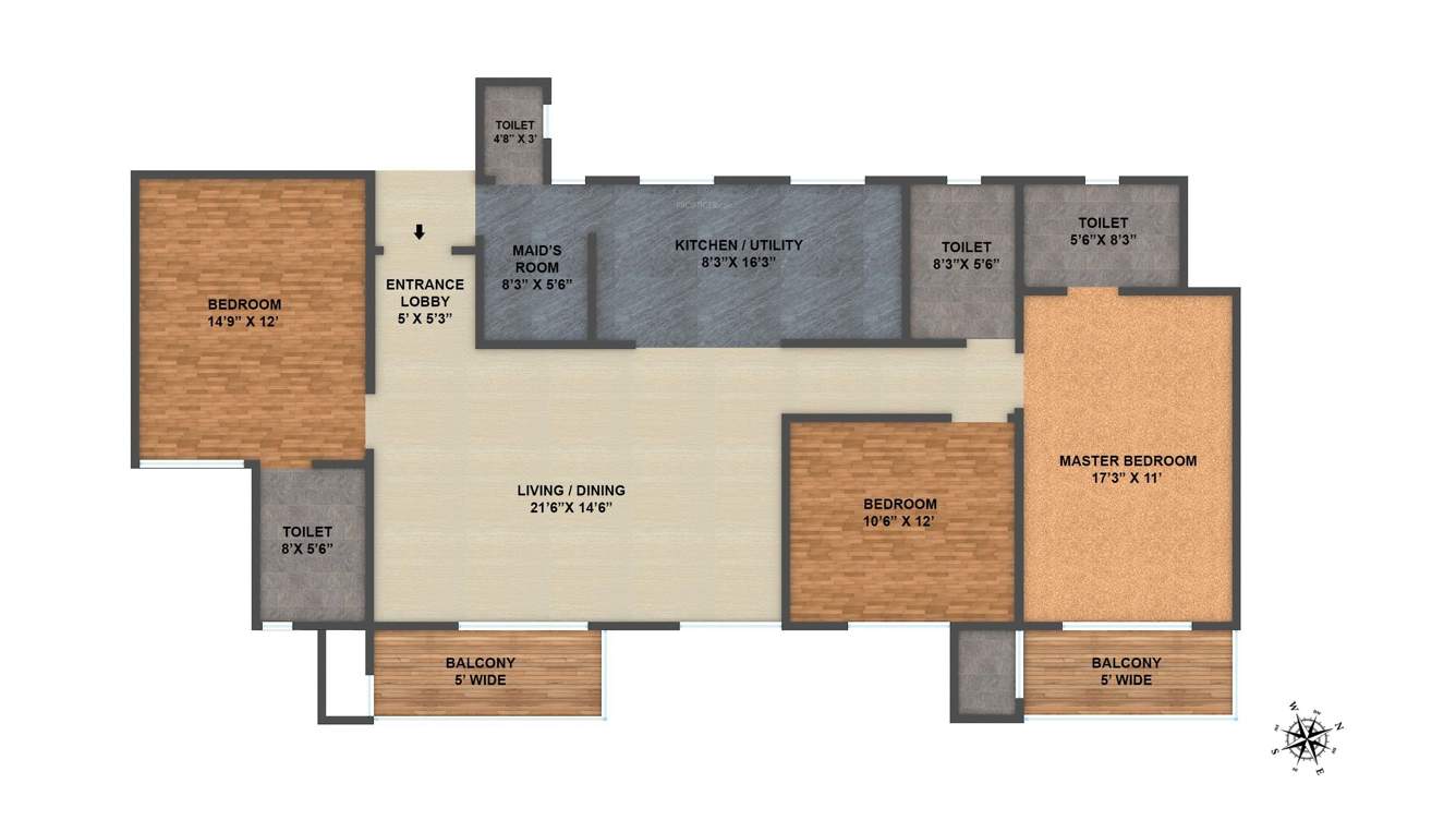 Brigade Northridge (3BHK+3T (1,880 sq ft) + Servant Room 1880 sq ft)