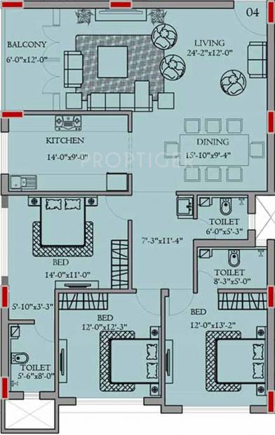 Land Roopali (3BHK+3T (1,755 sq ft) 1755 sq ft)