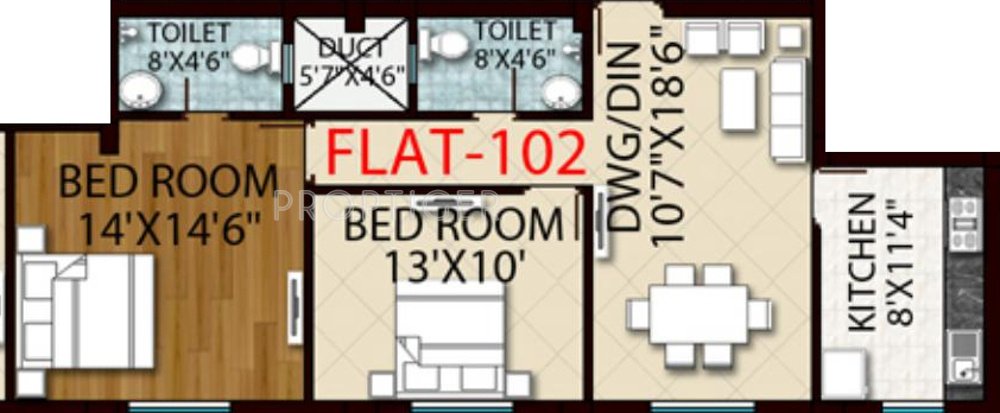 Royal Retreat Sai Chandra Tirtha Heights (2BHK+2T (1,131 sq ft) 1131 sq ft)