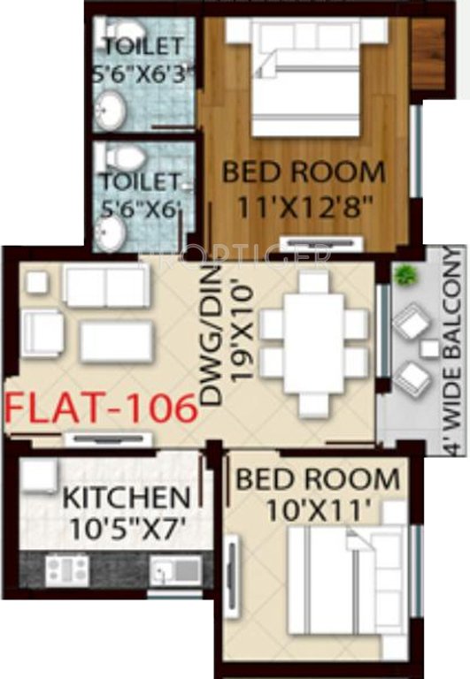 Royal Retreat Sai Chandra Tirtha Heights (2BHK+2T (949 sq ft) 949 sq ft)
