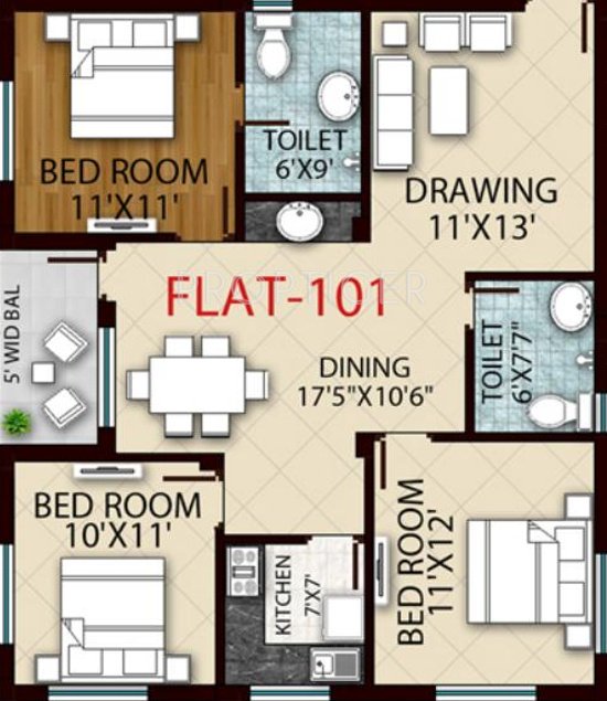 Royal Retreat Sai Chandra Tirtha Heights (3BHK+2T (1,520 sq ft) 1520 sq ft)