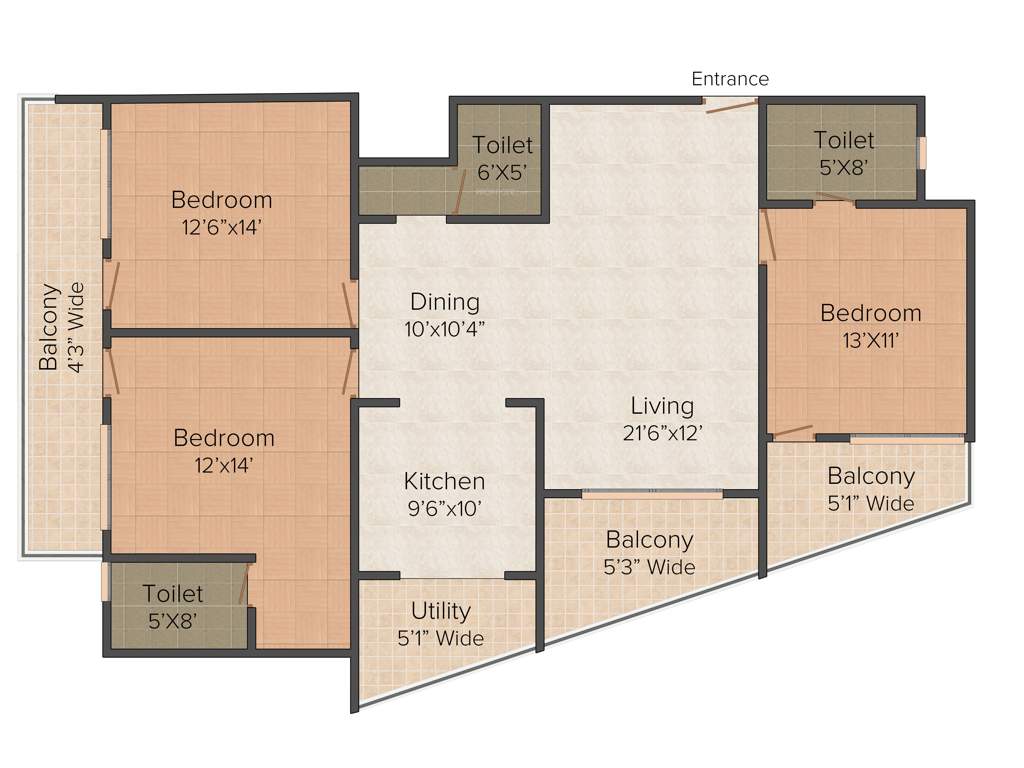 Land Aquarius (3BHK+3T (1,835 sq ft) 1835 sq ft)