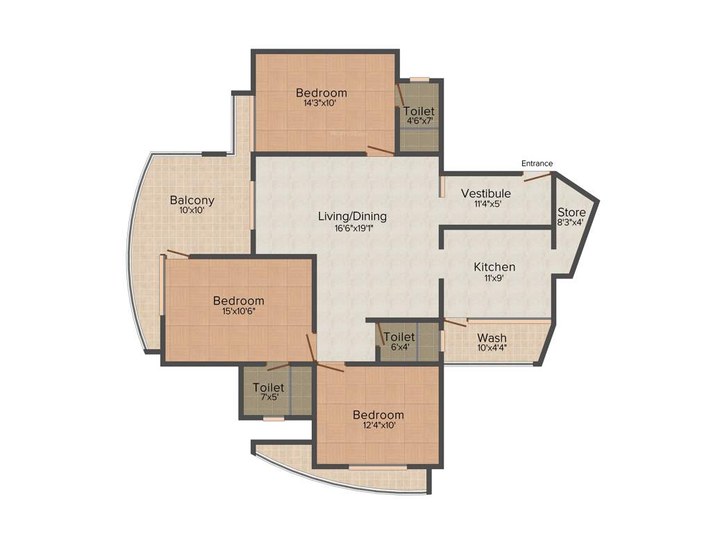 Classic Lake View Tower (3BHK+3T (1,980 sq ft) 1980 sq ft)