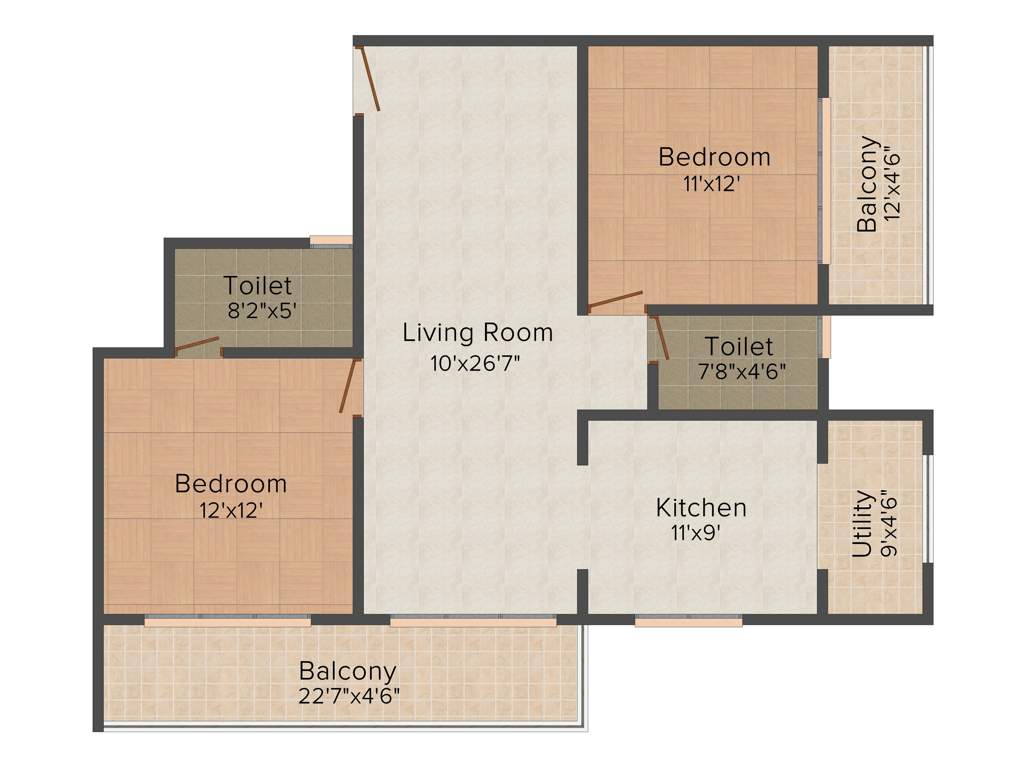 Land Brookside (2BHK+2T (1,175 sq ft) 1175 sq ft)