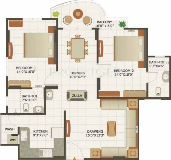 Classic Heights (2BHK+2T (1,080 sq ft) 1080 sq ft)