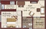 Floor Plan (1BHK+1T (447 sq ft) 447 sq ft) Malar Sri Rajarajeshwari Apartments Floor Plan (1BHK+1T (447 sq ft) 447 sq ft)