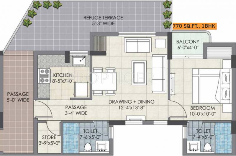Magnolia Oxygen (1BHK+2T (770 sq ft) 770 sq ft)