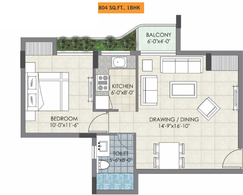 Magnolia Oxygen (1BHK+1T (804 sq ft) 804 sq ft)