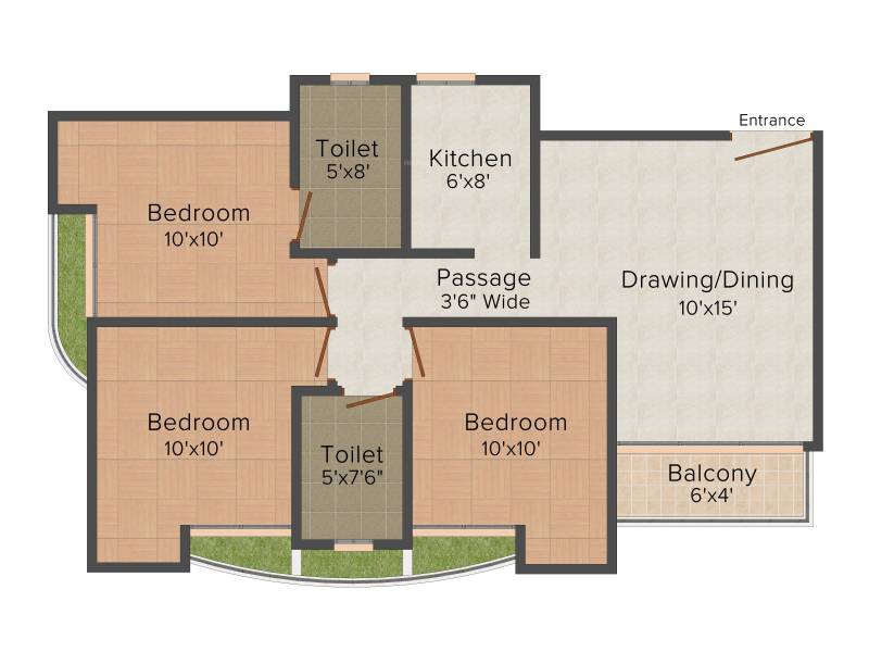 Magnolia Oxygen (3BHK+2T (1,170 sq ft) 1170 sq ft)