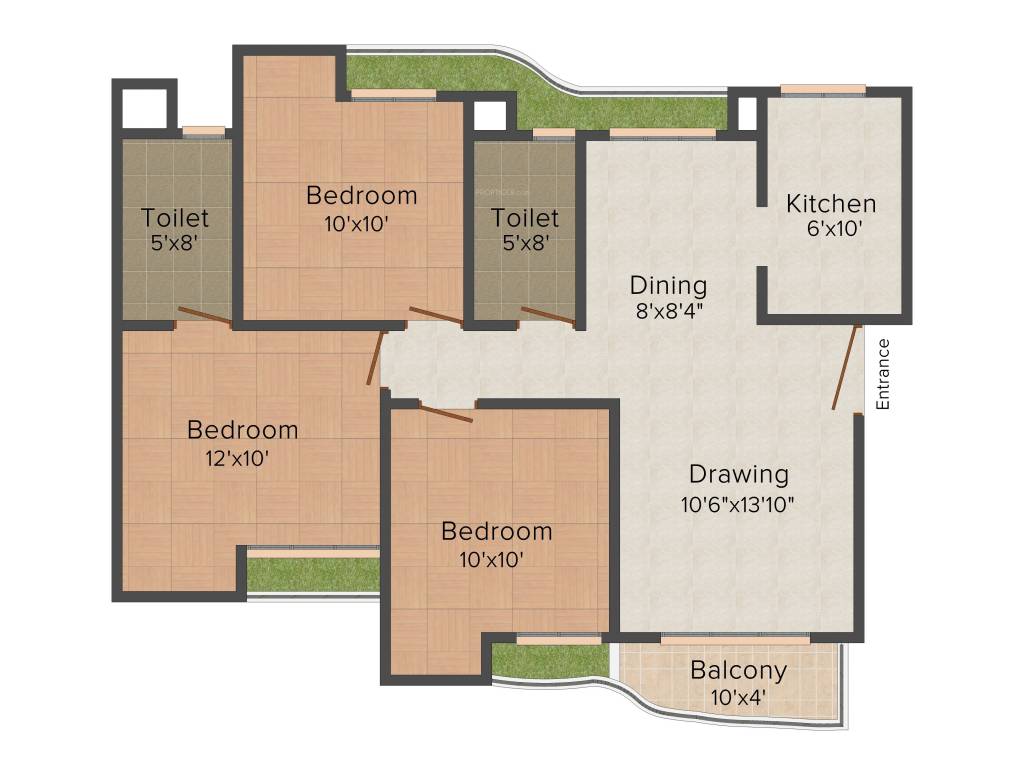 Magnolia Oxygen (3BHK+2T (1,249 sq ft) 1249 sq ft)
