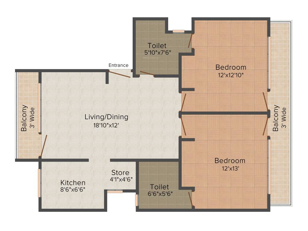 Pearls Pride (2BHK+2T (872 sq ft) 872 sq ft)