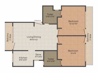 Pearls Pride (2BHK+2T (872 sq ft) 872 sq ft) Pearls Pride (2BHK+2T (872 sq ft) 872 sq ft)