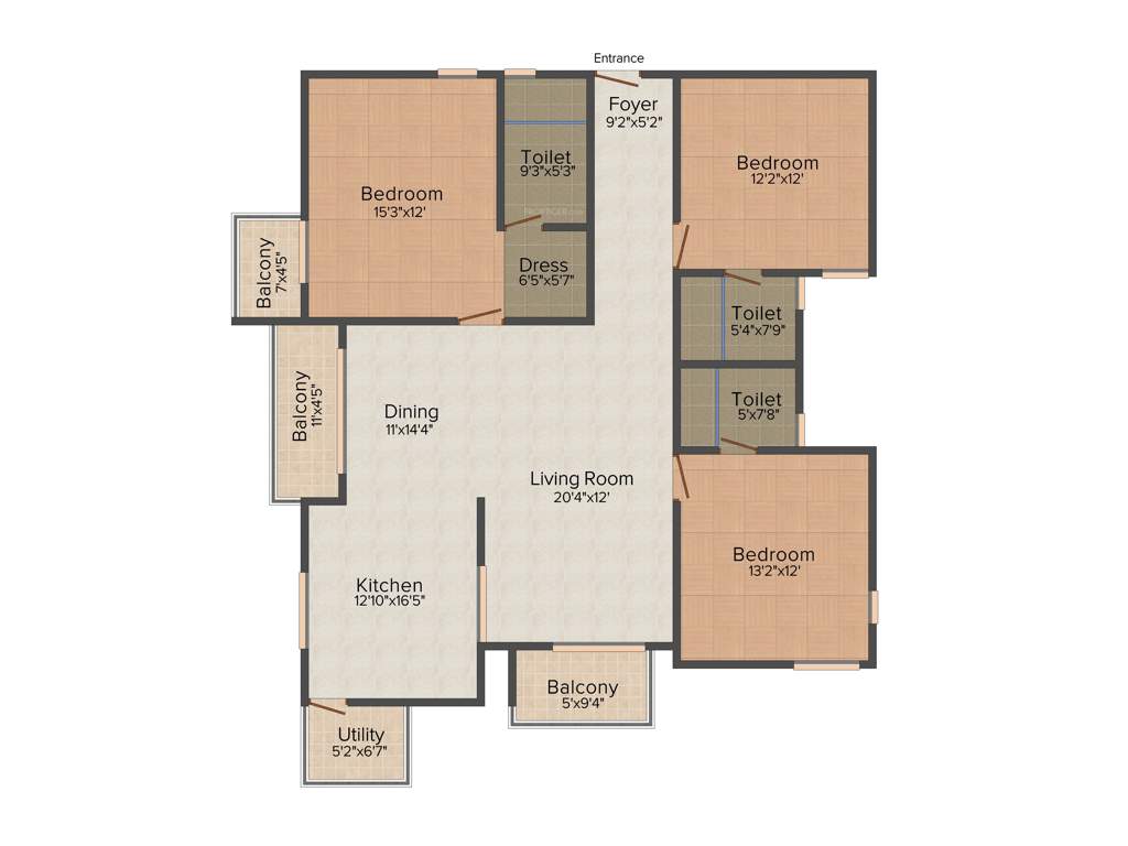 RBD Stillwaters Apartments (3BHK+3T (1,875 sq ft) 1875 sq ft)