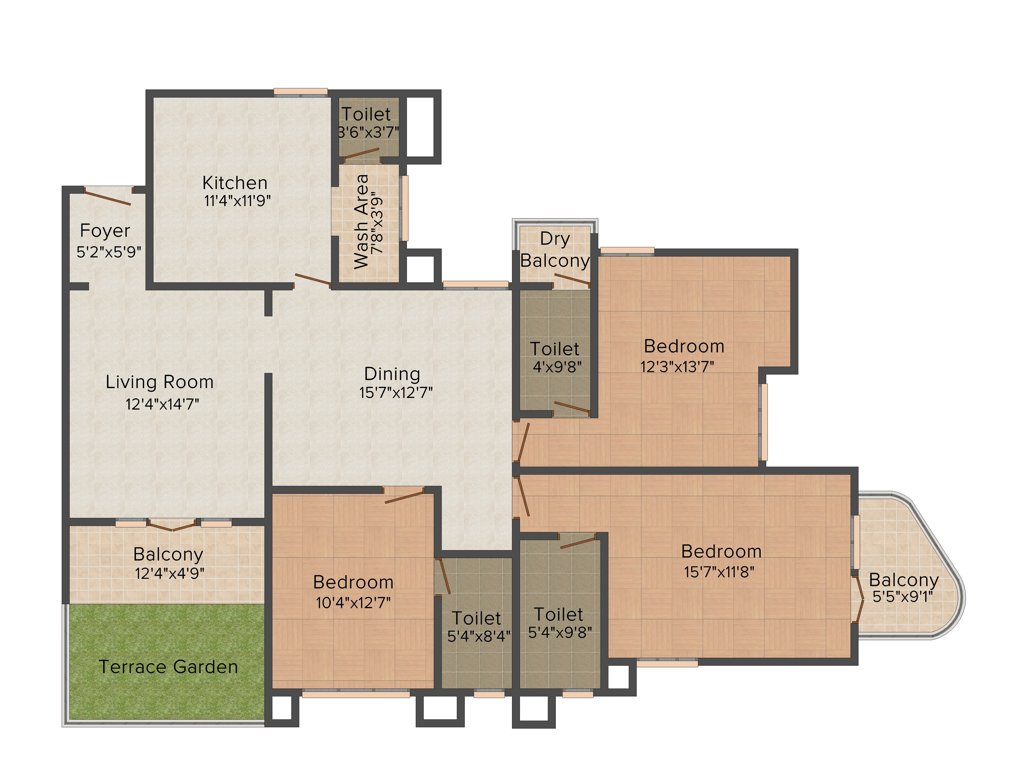 Asset Sapphire (3BHK+3T (2,036 sq ft) 2036 sq ft)