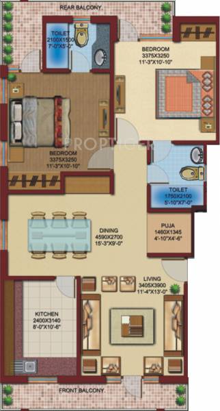 Ansal Buildwell City Homes (2BHK+2T (976 sq ft) 976 sq ft)