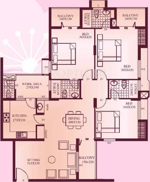 Mather Plum Flower (3BHK+4T (1,738 sq ft) 1738 sq ft)