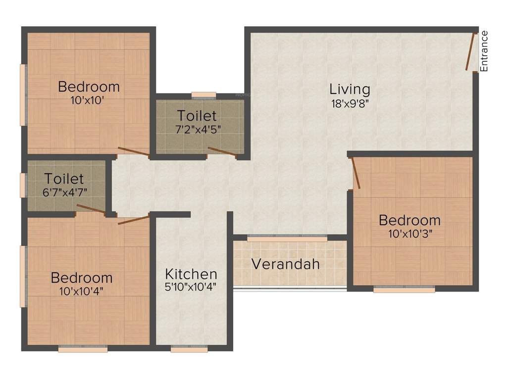 Rajwada Lake Bliss (3BHK+2T (1,130 sq ft) 1130 sq ft)