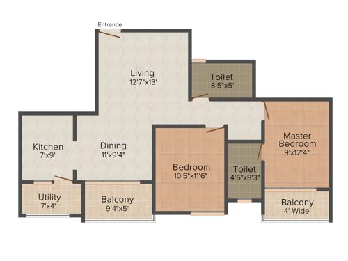 Eco Marina (2BHK+2T (1,040 sq ft) 1040 sq ft)