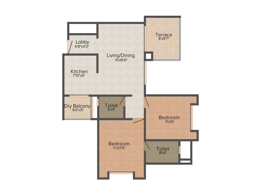 Shree Ram Saanvi (2BHK+2T (988 sq ft) 988 sq ft)