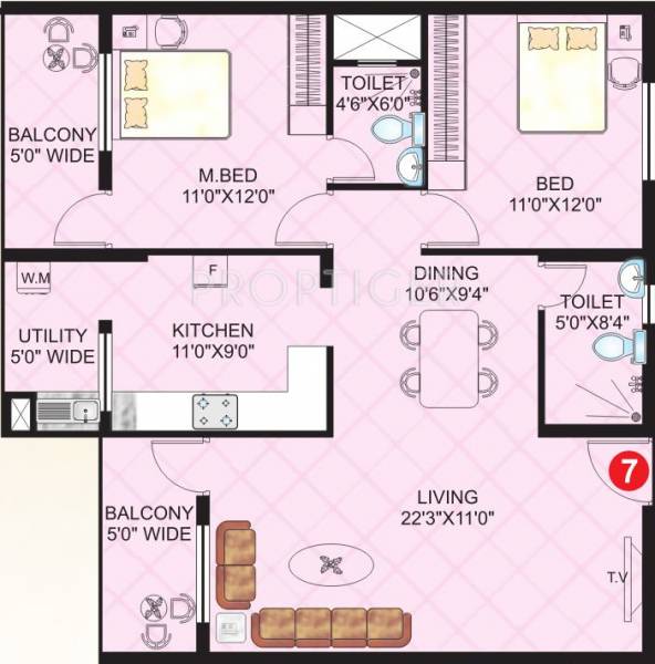 Vishwas Sahara Heights (2BHK+2T (1,230 sq ft) 1230 sq ft)
