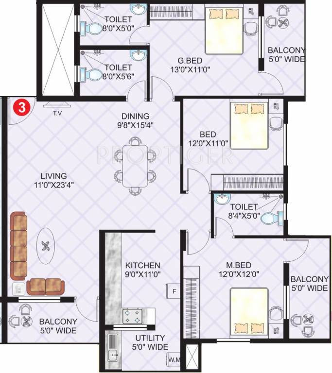 Vishwas Sahara Heights (3BHK+3T (1,680 sq ft) 1680 sq ft)