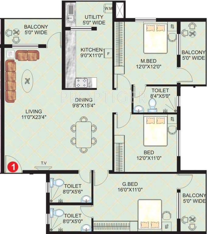 Vishwas Sahara Heights (3BHK+3T (1,720 sq ft) 1720 sq ft)