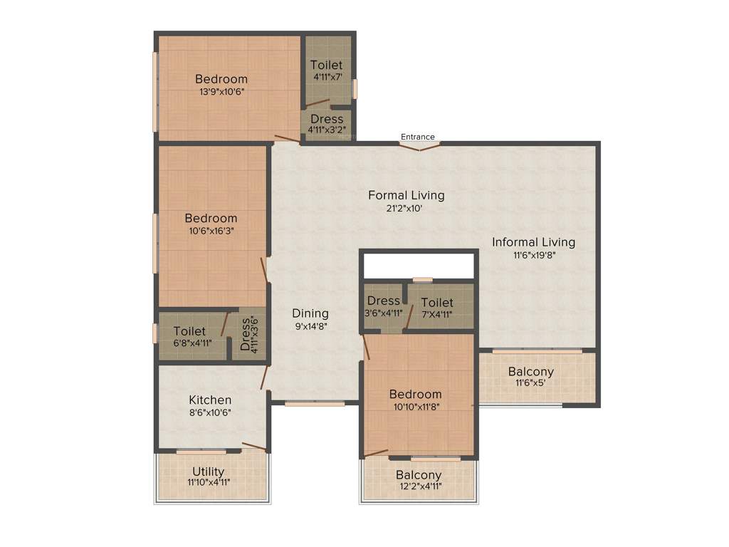 Vista Auburn (3BHK+3T (1,880 sq ft) 1880 sq ft)