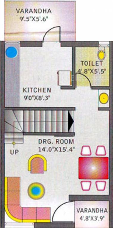 SB Tulsi Duplex (2BHK+3T (980 sq ft) 980 sq ft)