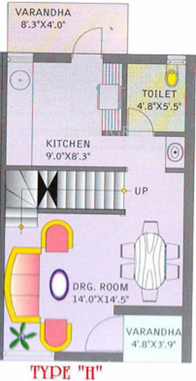 SB Tulsi Duplex (2BHK+3T (1,040 sq ft) 1040 sq ft)