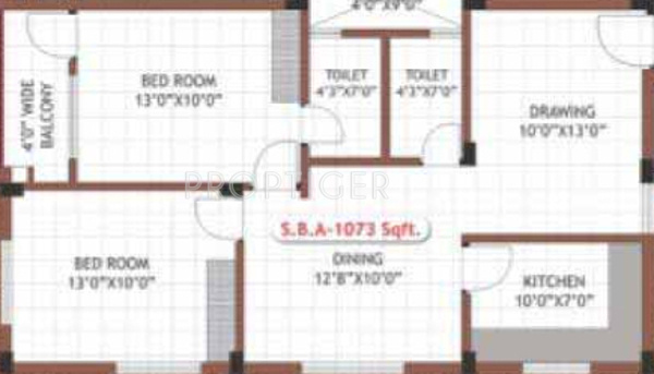 SB Kokila Enclave Phase II (2BHK+2T (1,073 sq ft) 1073 sq ft)