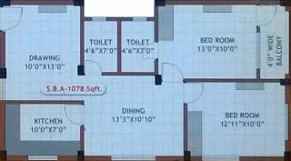 SB Kokila Enclave Phase II (3BHK+3T (1,078 sq ft) 1078 sq ft)