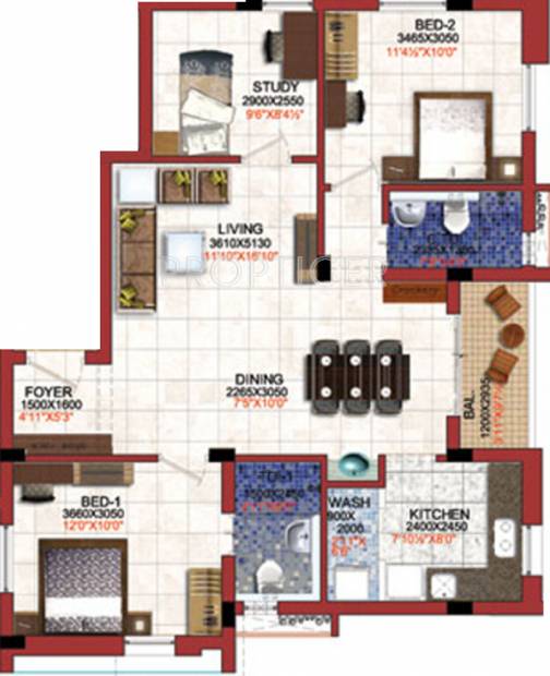 Vista Spaces Arcot (2BHK+2T (1,215 sq ft) + Study Room 1215 sq ft)
