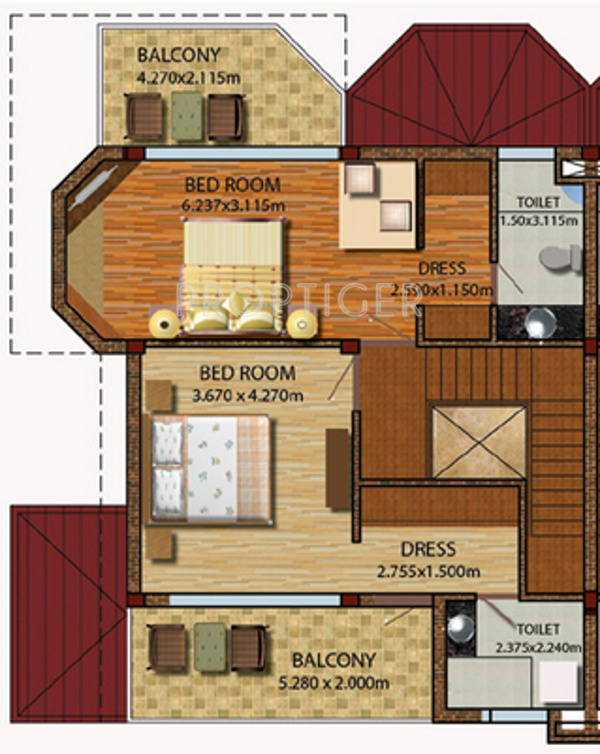 First Floor Plan (4BHK+4T) Amarnath Aggarwal Amravati Hills Villa First Floor Plan (4BHK+4T)