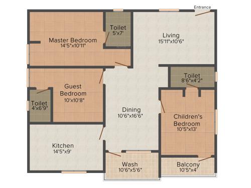 Shubham Builders and Developers Blooms 3BHK+3T (1,600 sq ft)