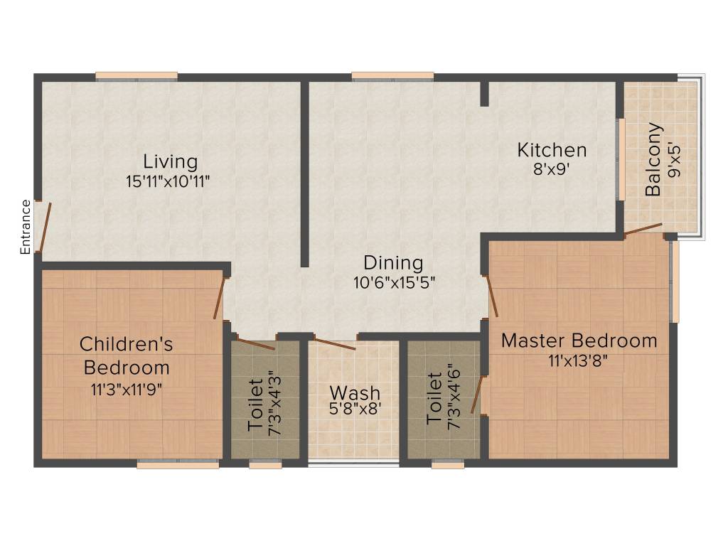 Shubham Builders and Developers Blooms 2BHK+2T (1,225 sq ft)