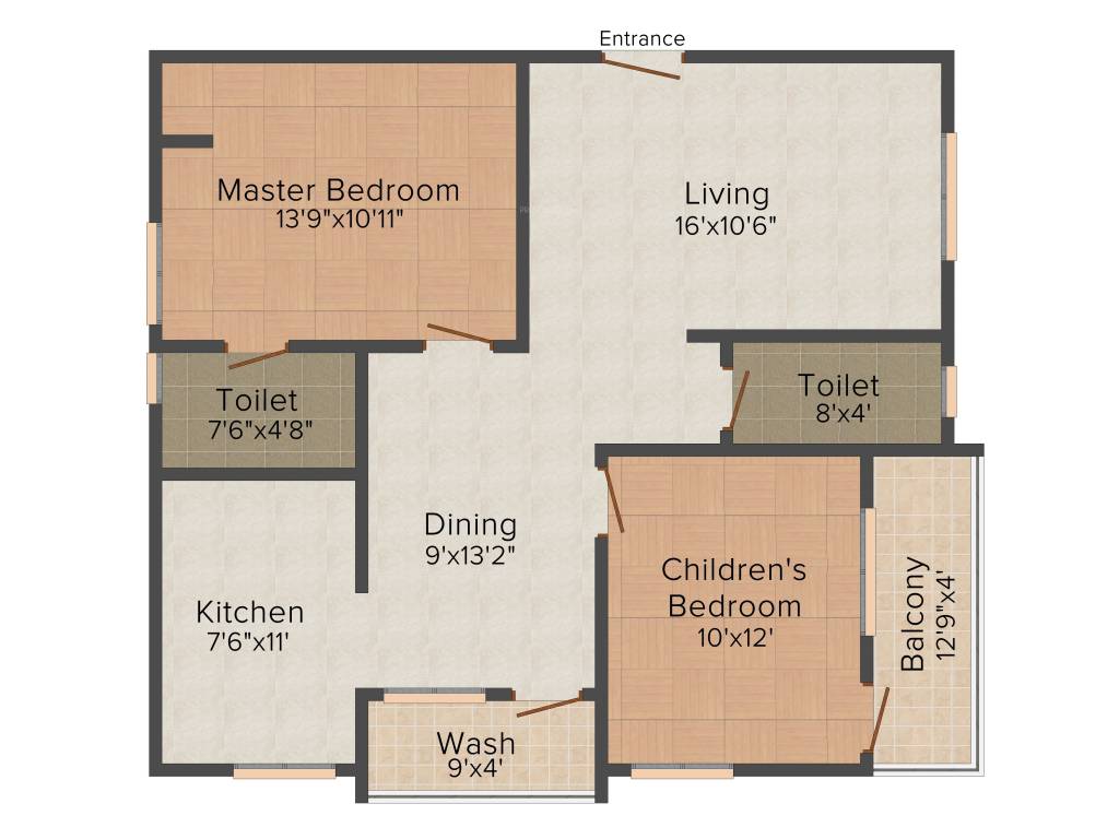 Shubham Builders and Developers Blooms 2BHK+2T (1,130 sq ft)