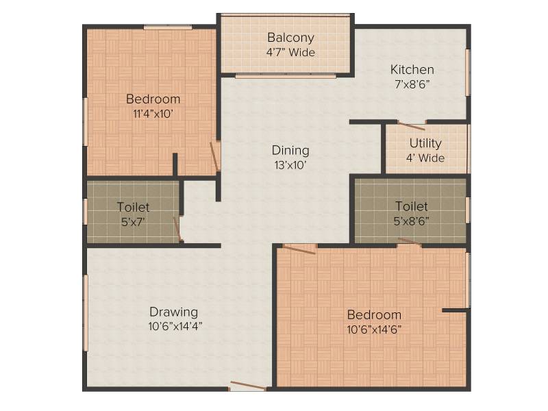 VSR VS Sai Ashraya (2BHK+2T (1,060 sq ft) 1060 sq ft)