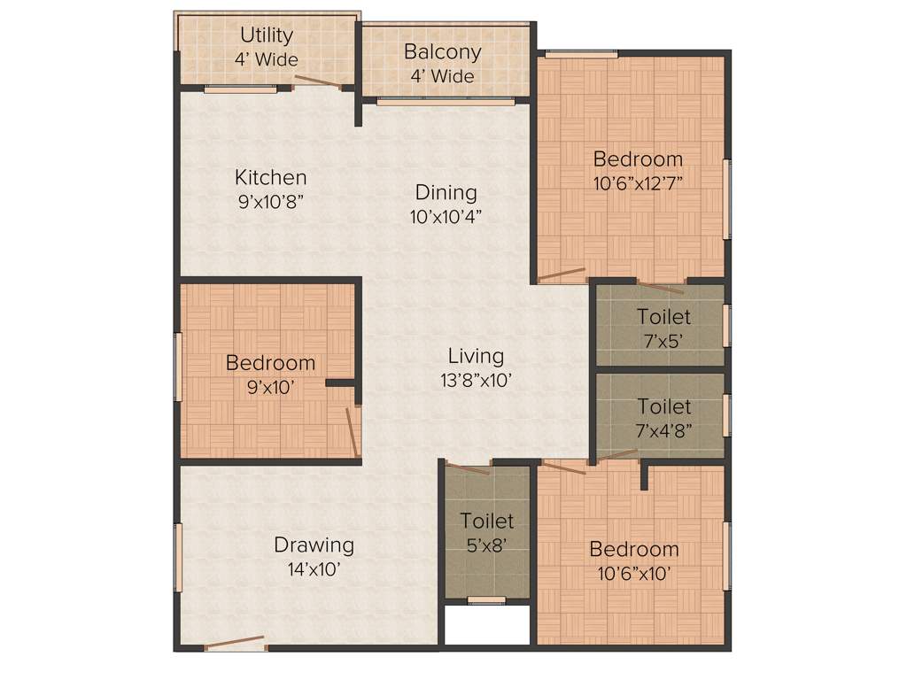 VSR VS Sai Ashraya (3BHK+3T (1,360 sq ft) 1360 sq ft)