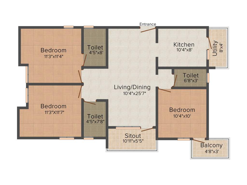 Aura Symphony (3BHK+3T (1,287 sq ft) 1287 sq ft)