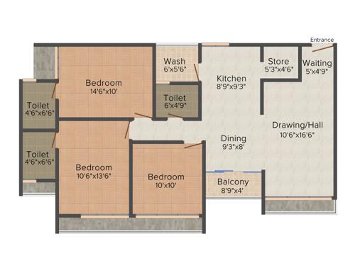 Ratnam Garnet (3BHK+3T (1,728 sq ft) 1728 sq ft)