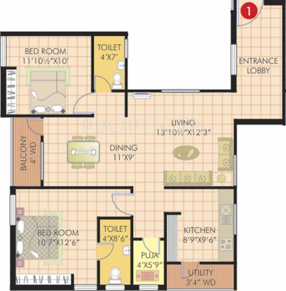 Raaaps Raaganjali (2BHK+2T (1,235 sq ft) + Pooja Room 1235 sq ft)