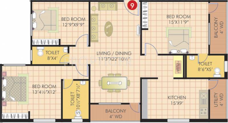 Raaaps Raaganjali (3BHK+3T (1,618 sq ft) 1618 sq ft)