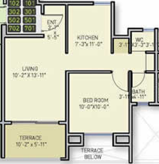 Anshul Ela (1BHK+1T (611 sq ft) 611 sq ft)